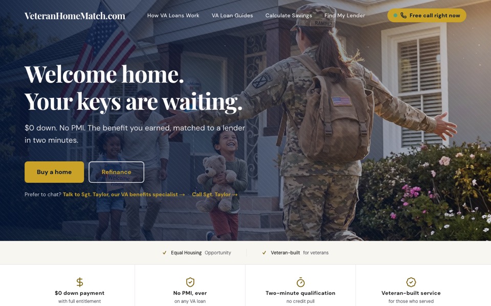 VeteranHomeMatch.com home page